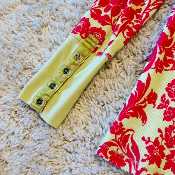 Sundance Damask Thermal Top in Fuschia/Chartreuse, Size Medium Petite, EC - Picture 3 of 8